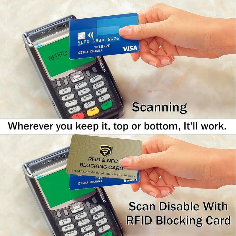 SaiTech IT RFID Cards, 50 Pack One Card Protects Entire Wallet Purse For Men & Women, NFC Contactless Bank Debit Credit Card Protector ID ATM Guard Card – Golden - Image 4